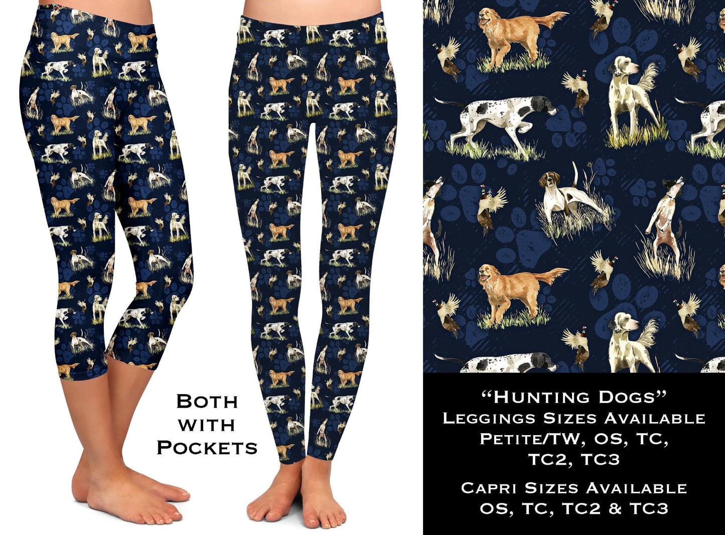 Hunting Dogs Leggings & Capris with Pockets