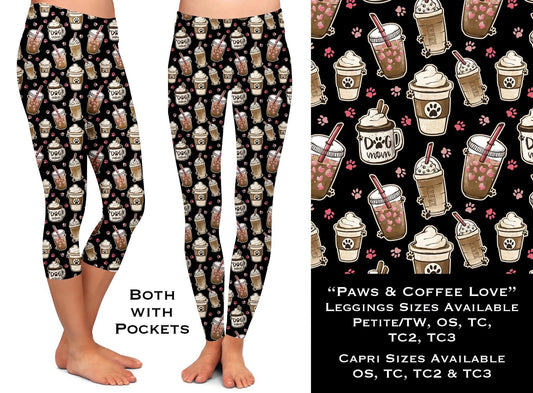 Paws & Coffee Love Leggings & Capris with Pockets