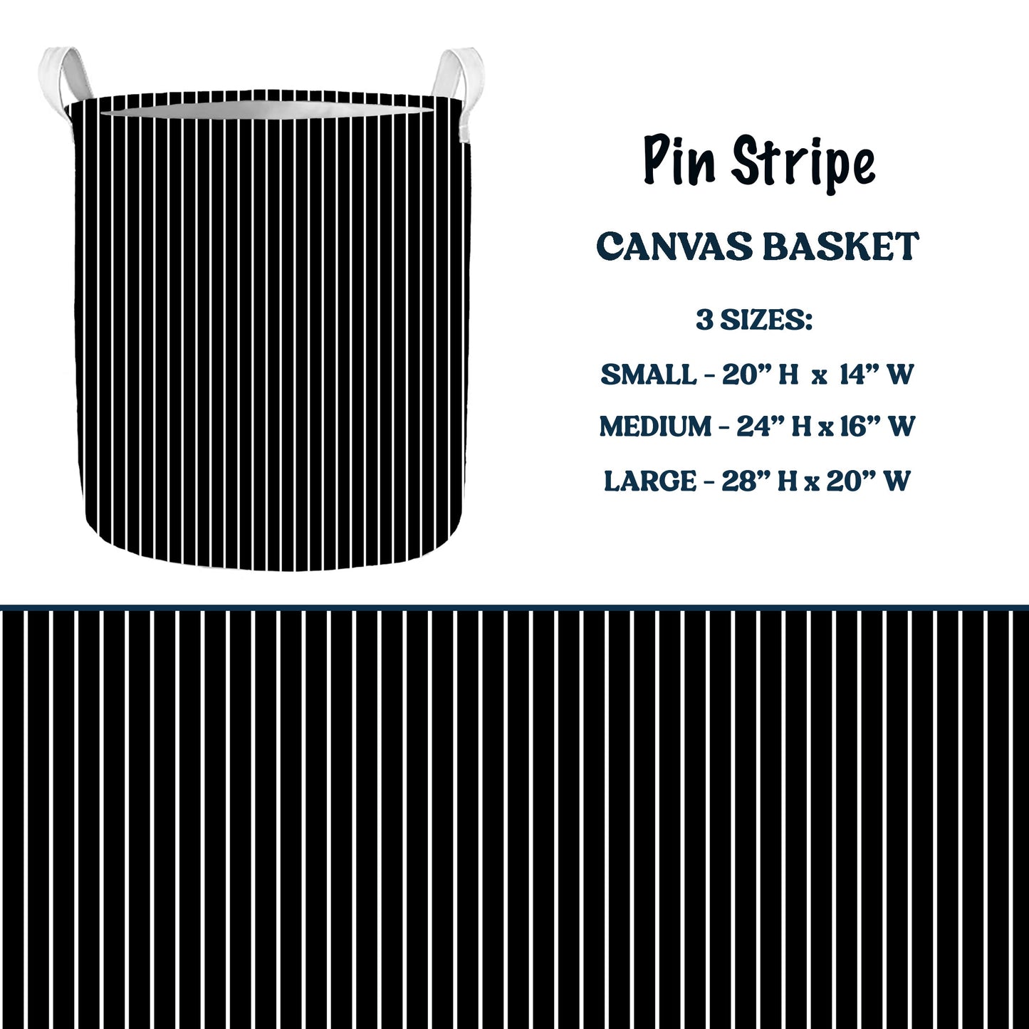 Pin Stripes Multi Purpose Canvas Baskets 3 Sizes closes 7/11 eta 6/-8 weeks