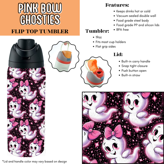 Pink Bow Ghosties Flip Top Tumbler