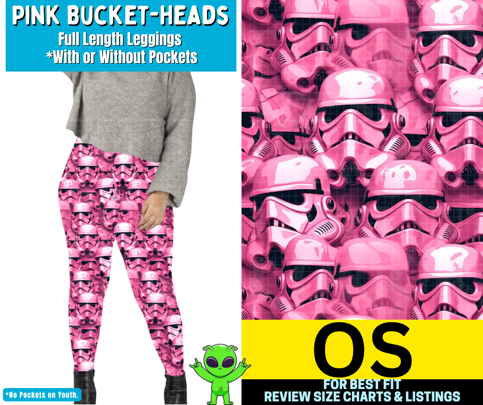 Pink Bucket-Heads Full Length Leggings w/ Pockets