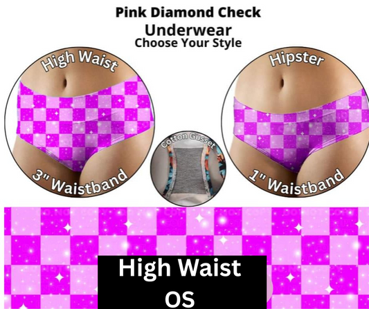 Pink Diamond Check High Waist Underwear