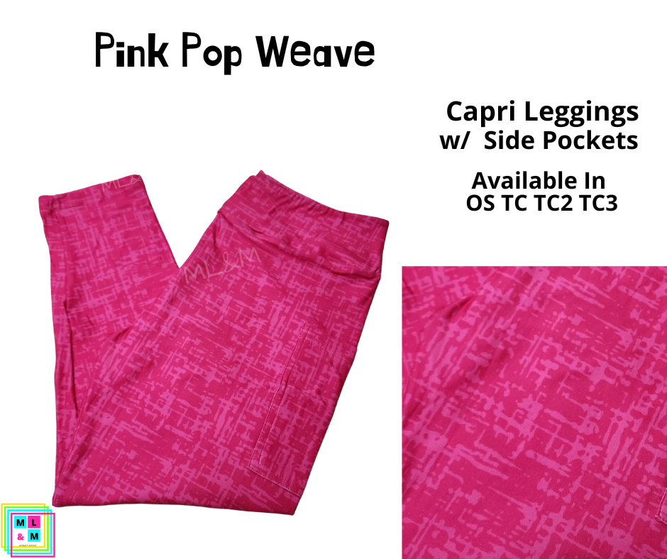 Neon Pop Weave Pink Capri Length w/ Pockets