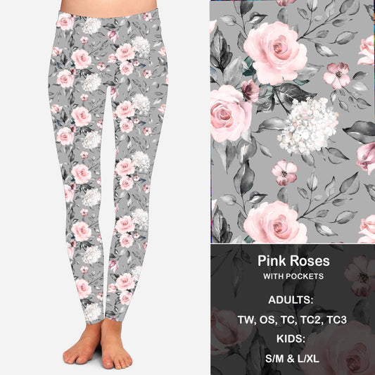 Pink Roses - Leggings with Pockets Preorder Closes 8/28 eta 4-6 weeks