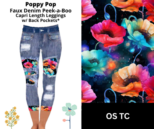 Poppy Pop Capri Faux Denim Peekaboo