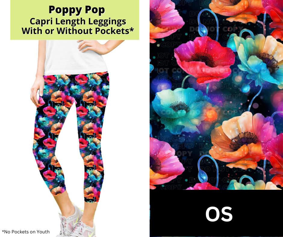 Poppy Pop Capri Length Leggings w/ Pockets