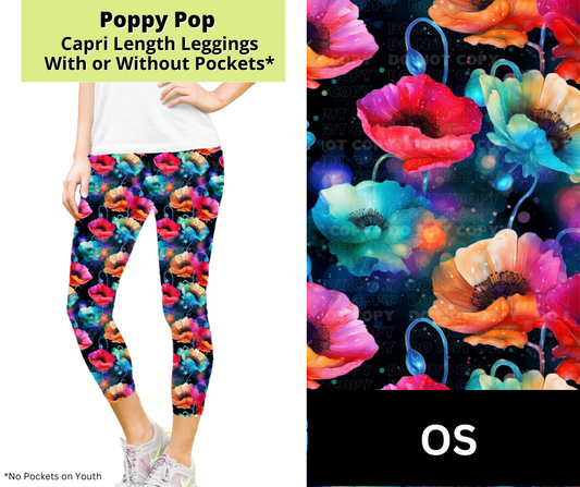 Poppy Pop Capri Length Leggings w/ Pockets