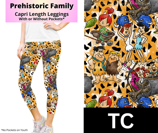 Prehistoric Family Capri Length Leggings w/ Pockets