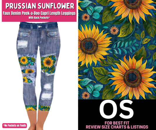 Prussian Sunflower Capri Faux Denim Peekaboo