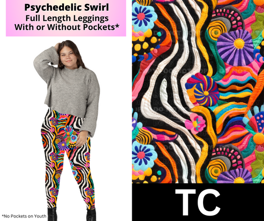 Psychedelic Swirl Full Length Leggings w/ Pockets