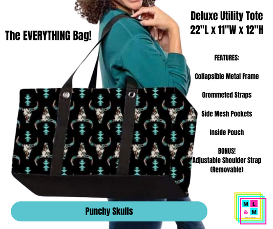Punchy Skulls Collapsible Tote