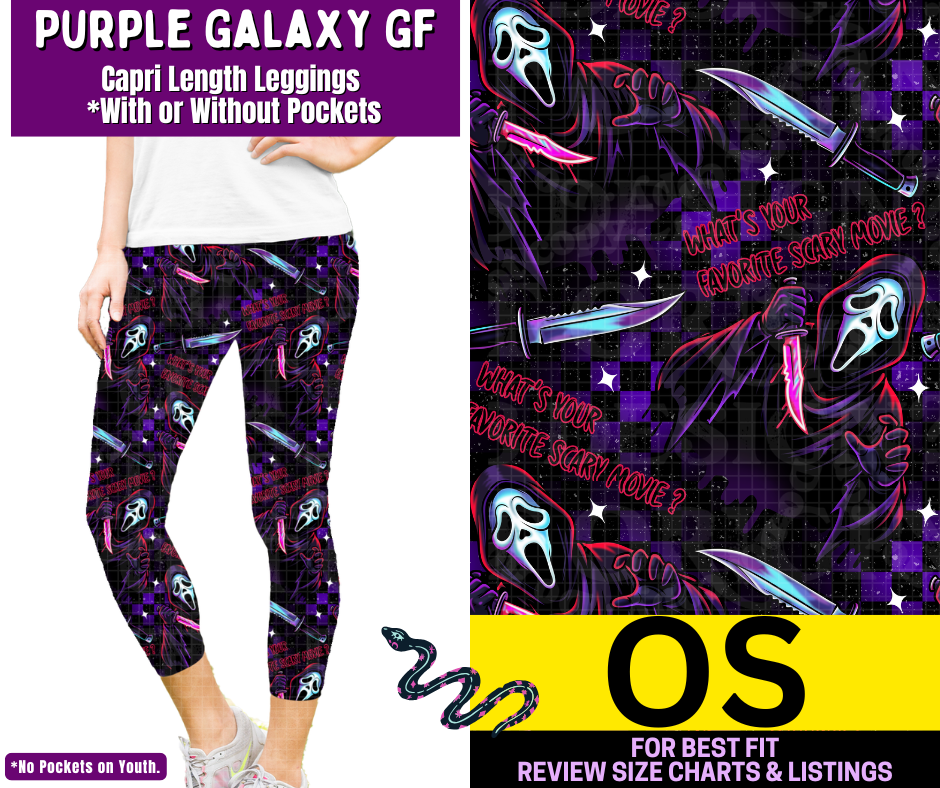 Purple Galaxy GF Capri Length Leggings w/ Pockets