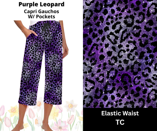 Purple Leopard Capri Gauchos