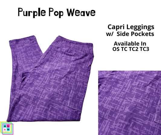 Neon Pop Weave Purple Capri Length w/ Pockets