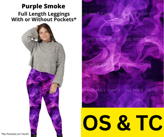 Purple Smoke Full Length Leggings w/ Pockets