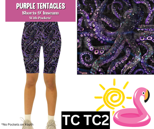 Purple Tentacles Jamaica Shorts w/ Pockets