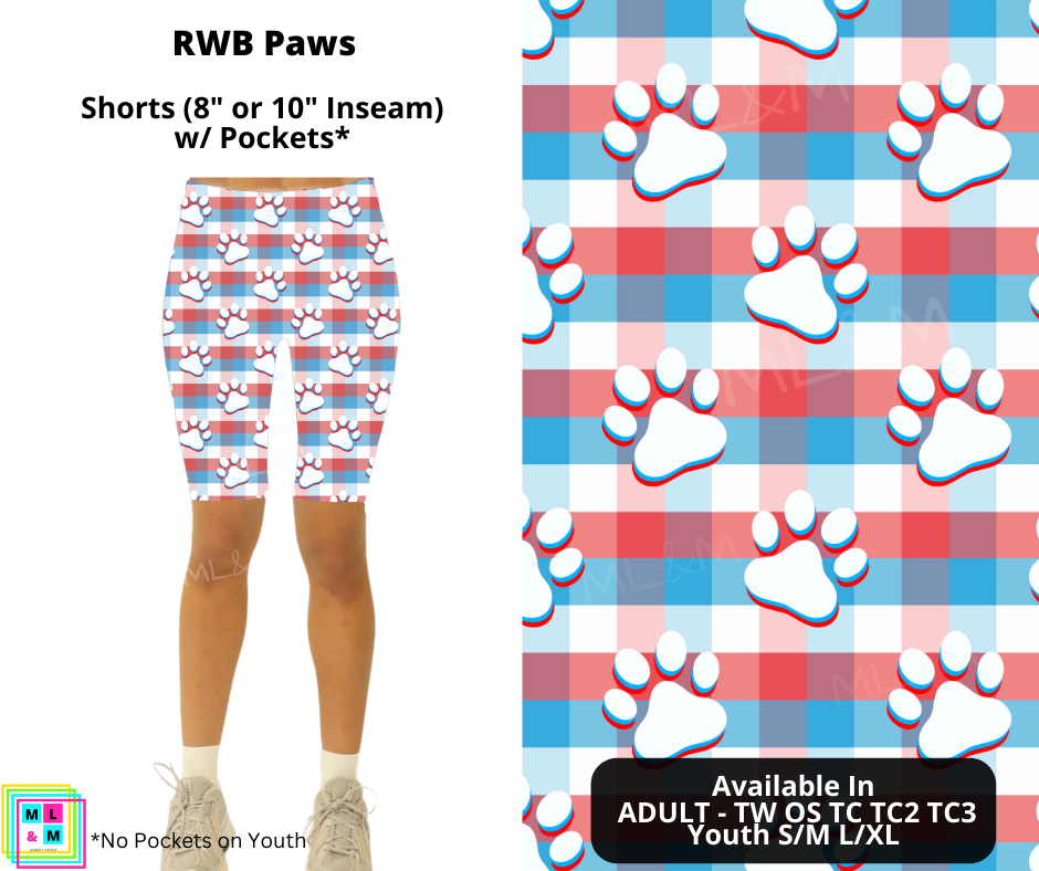 RWB Paws Shorts w/ Pockets