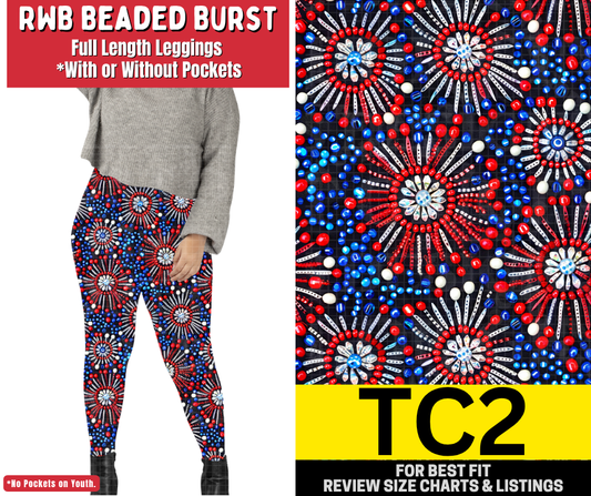 RWB Beaded Burst Full Length Leggings w/ Pockets