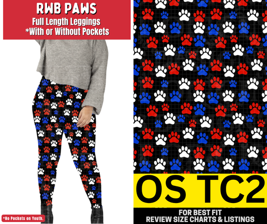 RWB Paws Full Length Leggings w/ Pockets