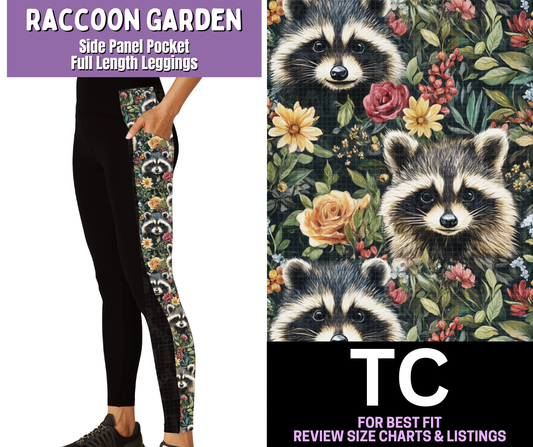 Raccoon Garden Side Panel Pocket Full Length Leggings
