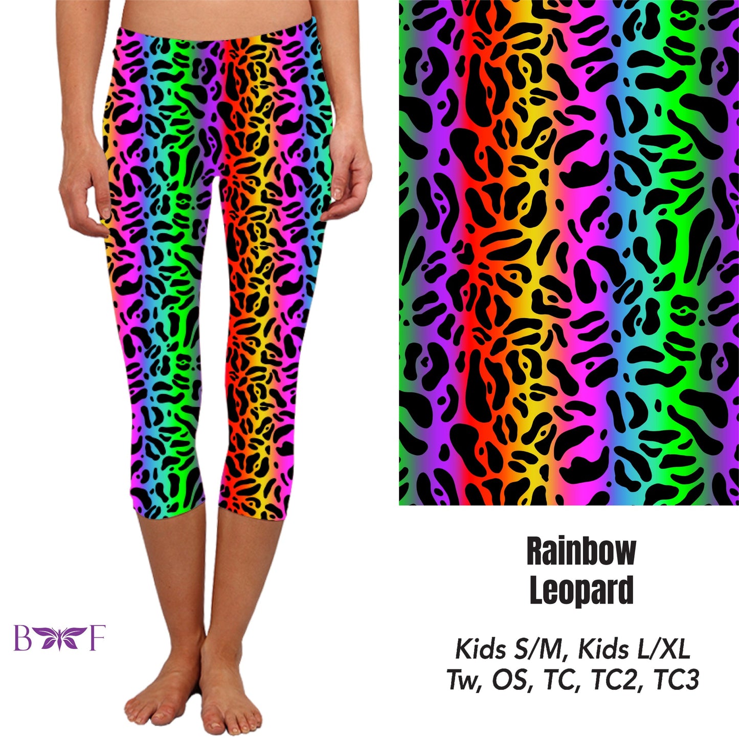 Rainbow Leopard Leggings, Capris, and Shorts