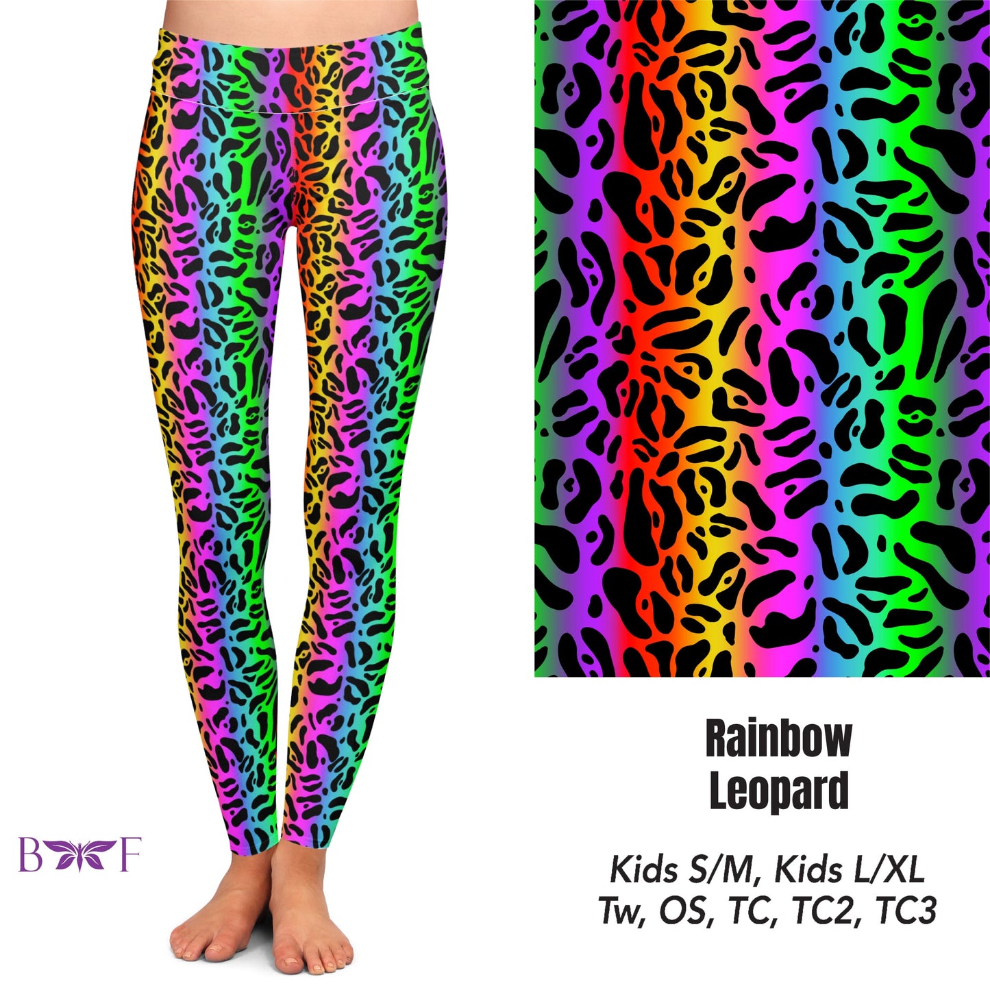 Rainbow Leopard Leggings, Capris, and Shorts