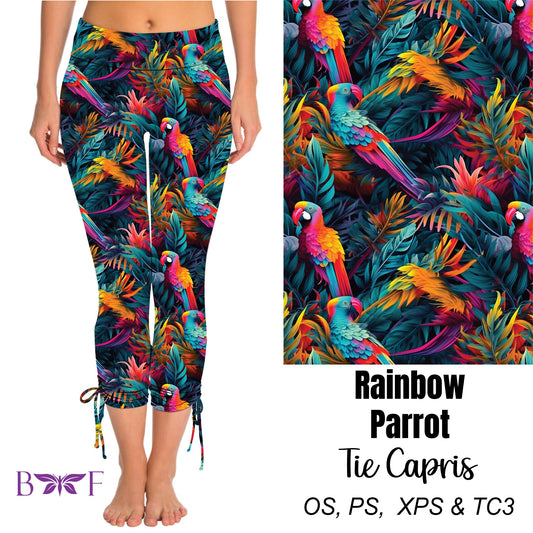 Rainbow Parrot Side Tie Capris