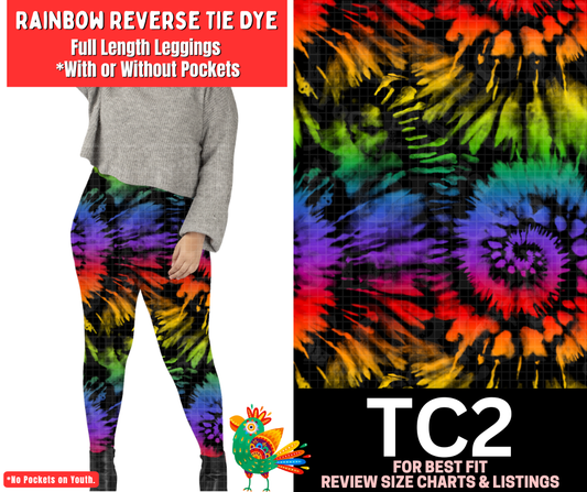Rainbow Reverse Tie Dye Full Length Leggings w/ Pockets