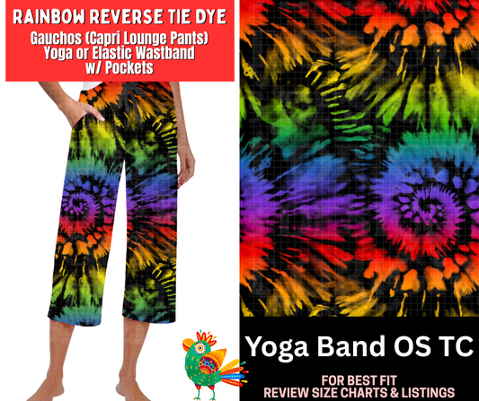 Rainbow Reverse Tie Dye Capri Gauchos