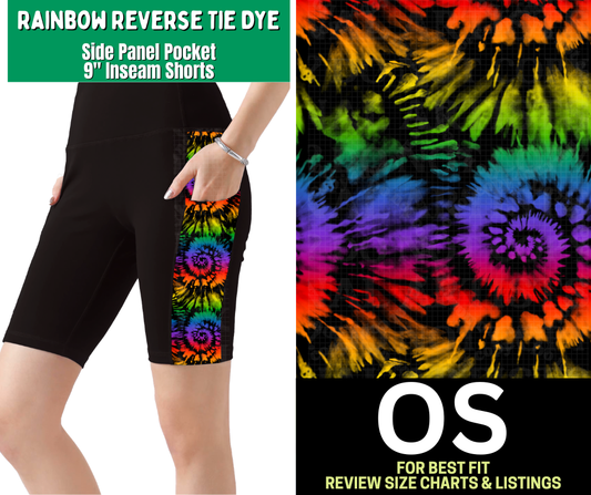 Rainbow Reverse Tie Dye Side Panel Pocket Jamaica Shorts