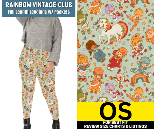 Rainbow Vintage Club Full Length Leggings w/ Pockets.