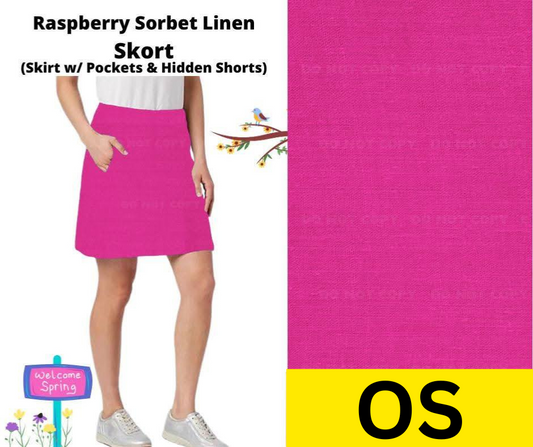 Raspberry Sorbet Linen Skort