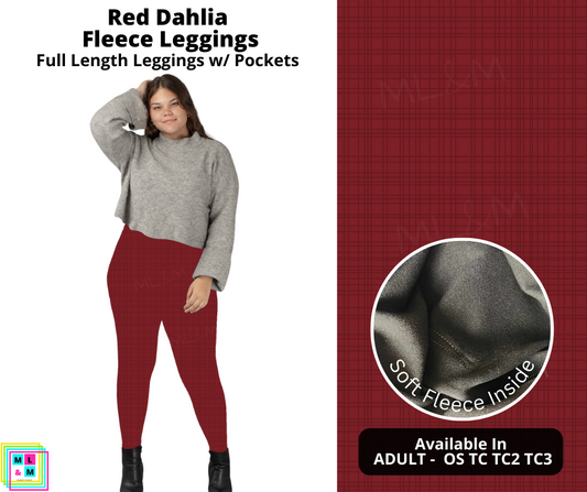 Red Dahlia Fleece Leggings