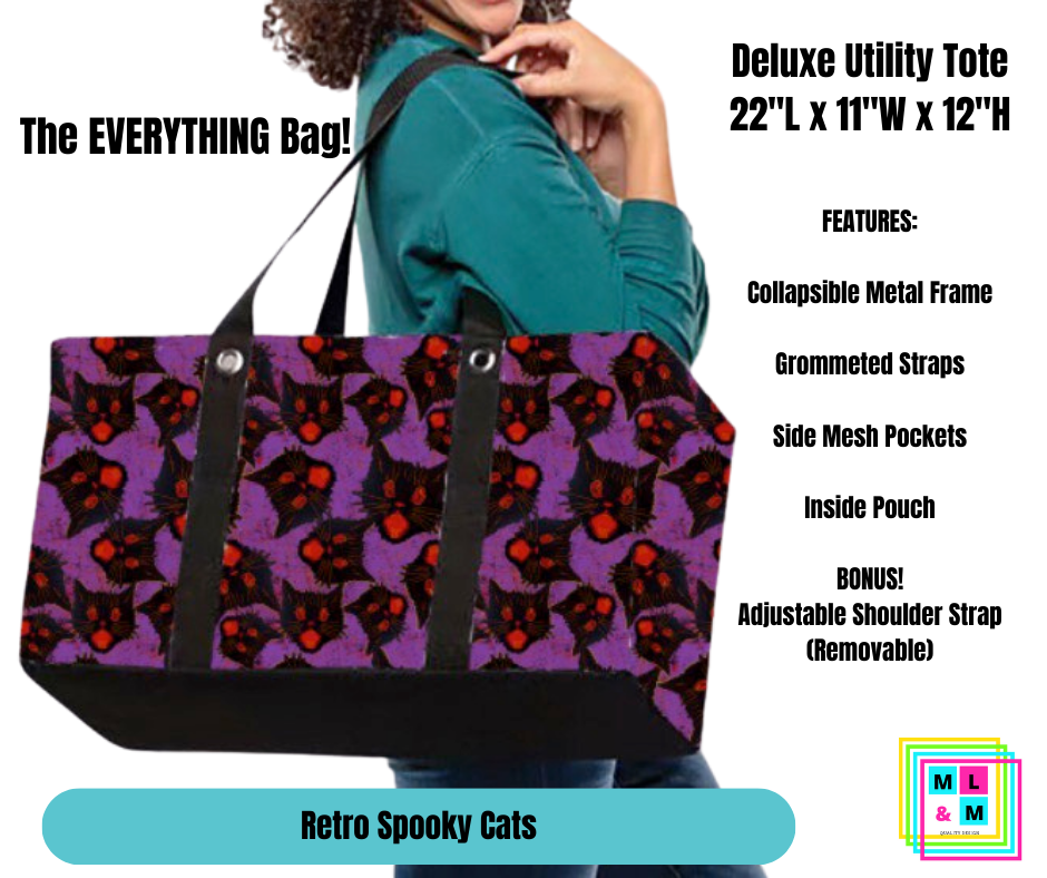 Retro Spooky Cats Collapsible Tote