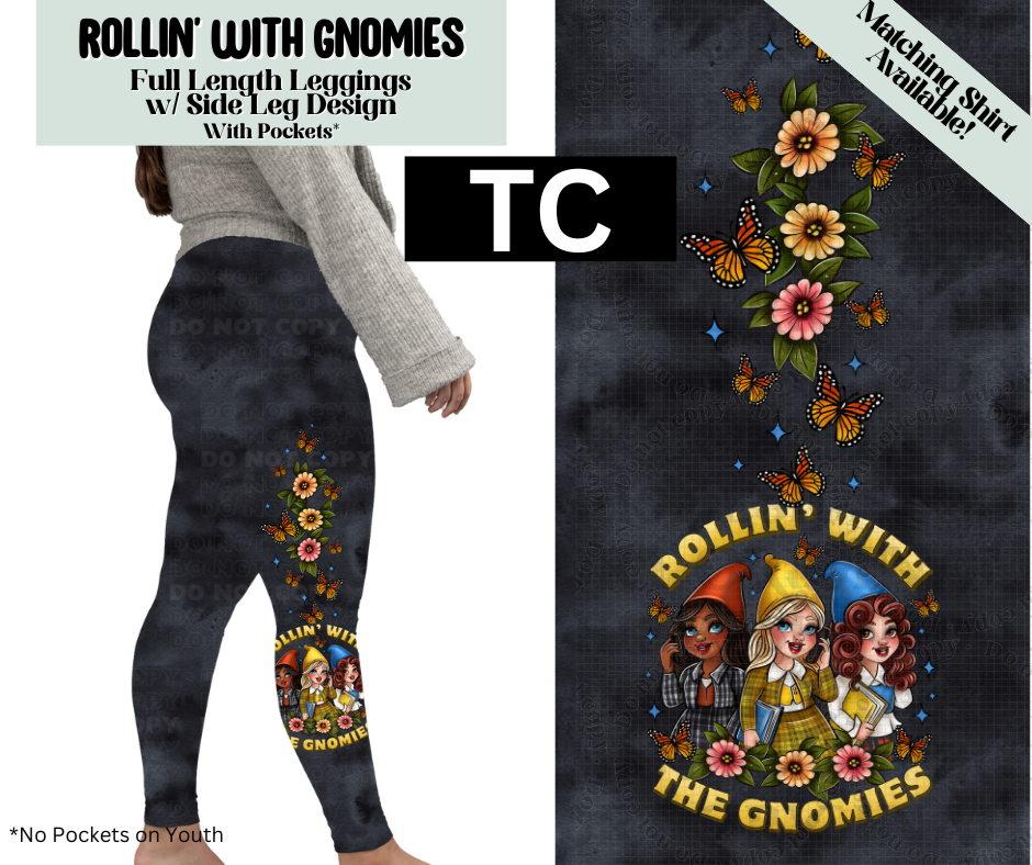 Rollin' With Gnomies Full Length Leggings w/ Side Leg Designs