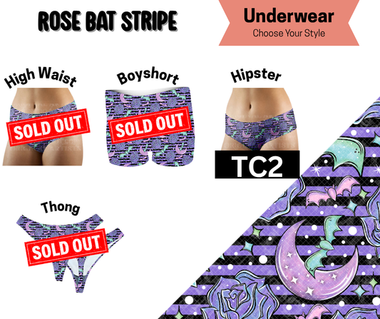 Rose Bat Stripe Hipster Underwear