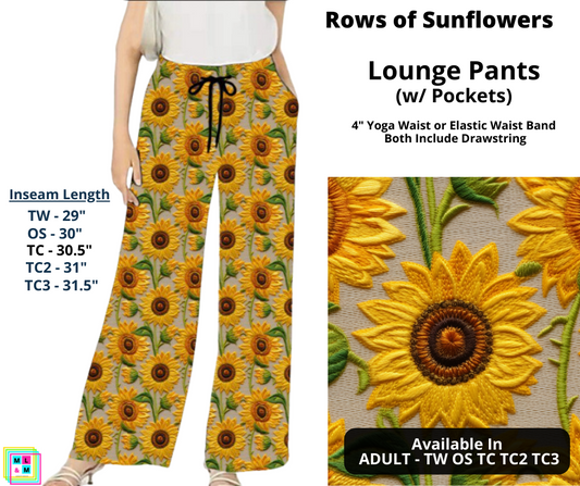 Rows of Sunflowers Full Length Lounge Pants