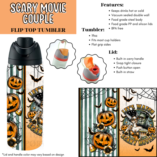 Scary Movie Couple Flip Top Tumbler
