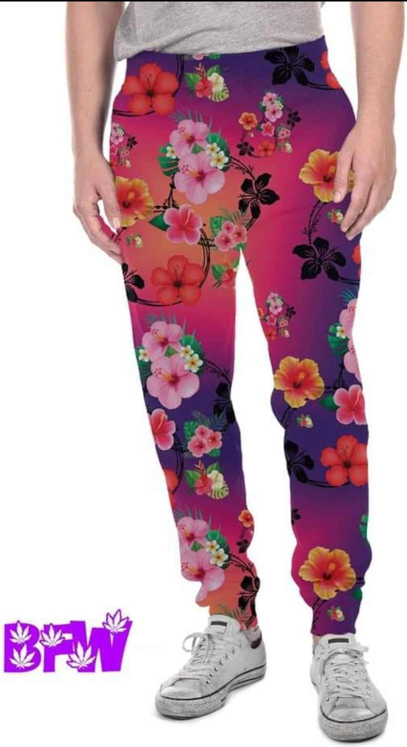 Hibiscus love capris, Leggings and joggers with pockets