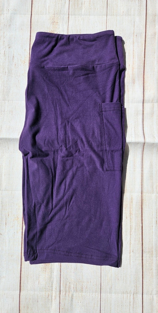 Brylah Purple Solid Capris and leggings with pockets