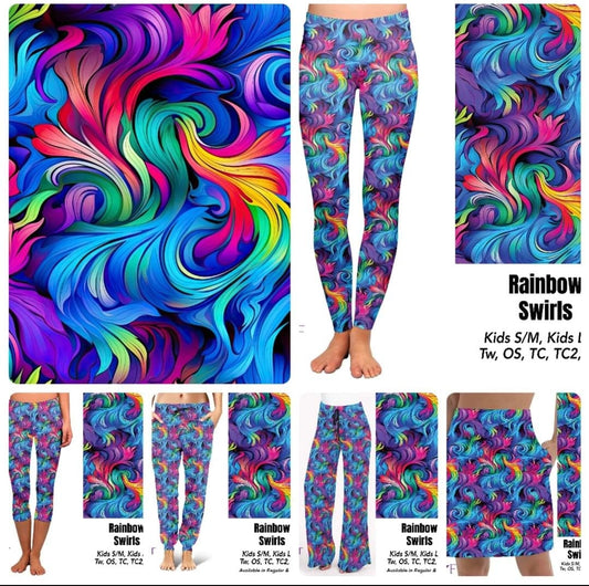 Rainbow Swirls leggings with pockets