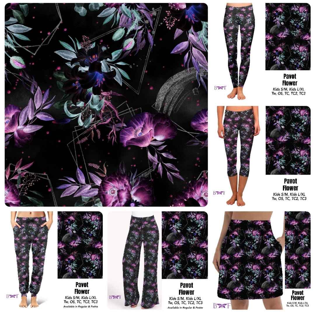 Pavot Flower leggings, capris, and skorts with pockets