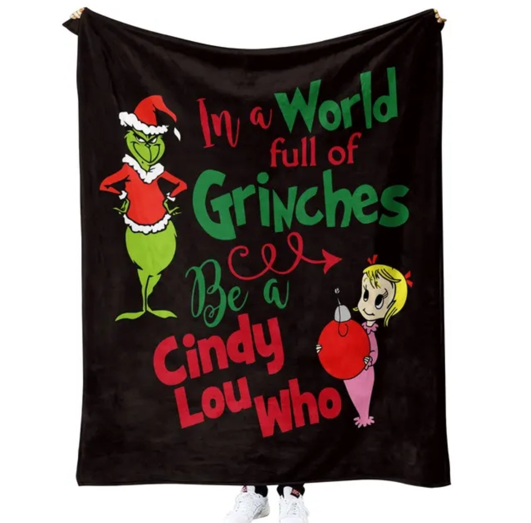 Grinch oversized flannel blanket 5x7