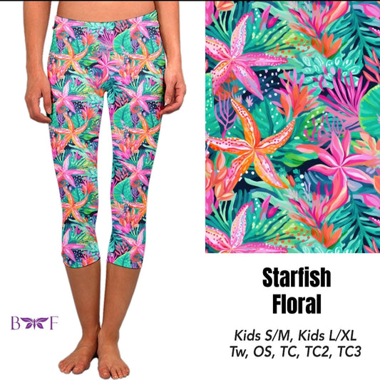 Starfish Floral capris, biker shorts and skorts with pockets