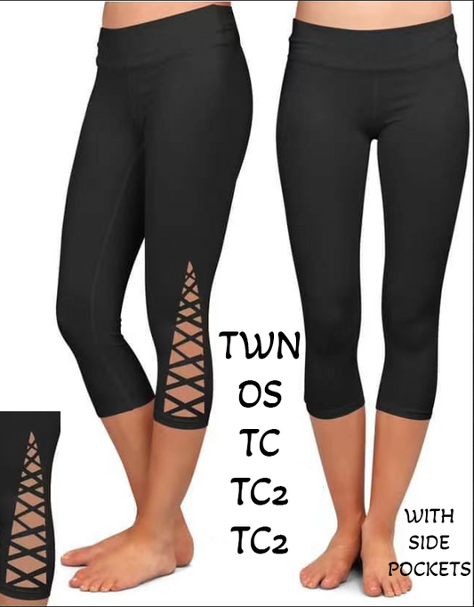 Black Criss Cross Capris with Pockets