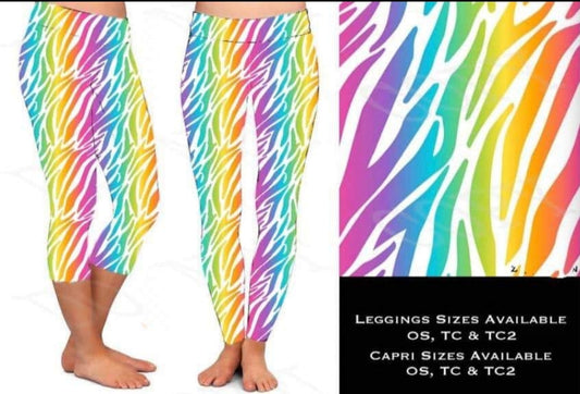 Colorful Zebra with pockets leggings and Capris