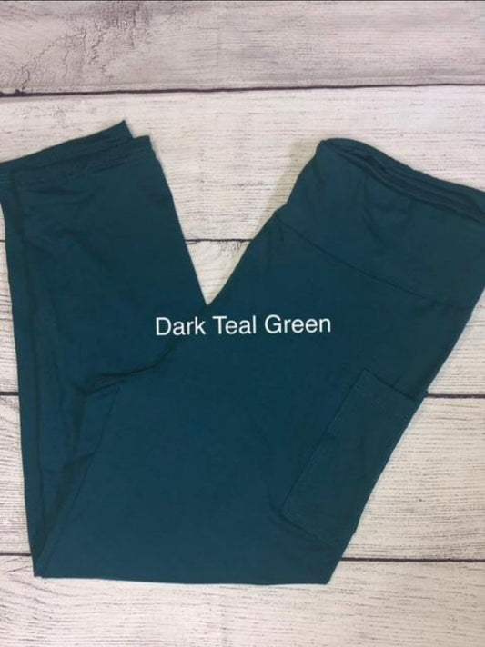 Dark Teal Leggings, Capris and Shorts with pockets