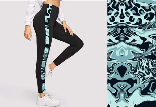 Teal Marble II TWEEN leggings with pockets