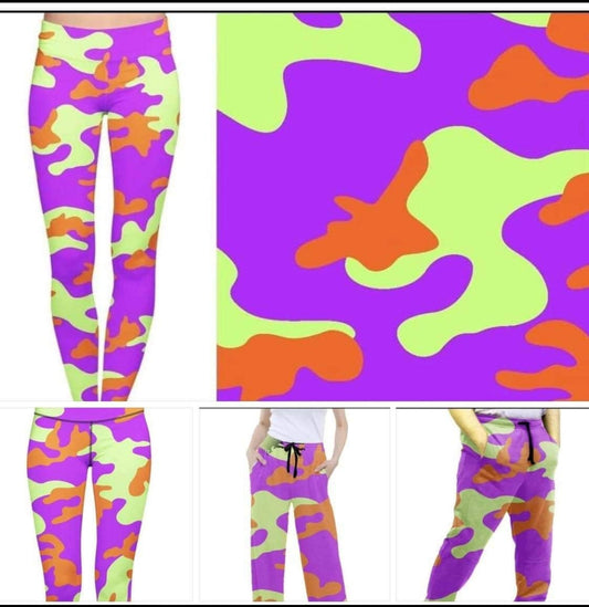 Purple/green/orange leggings & capris with pockets