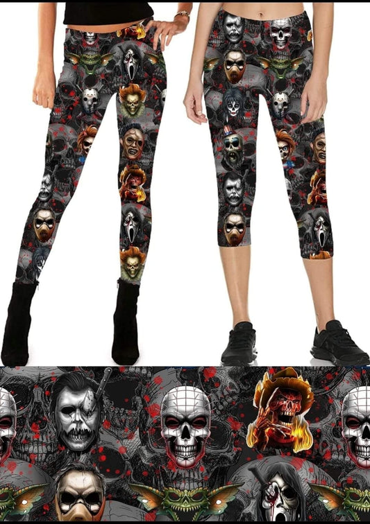 Horror Night Faces Capris, Lounge Pants, Joggers, and (4" & 7") Shorts